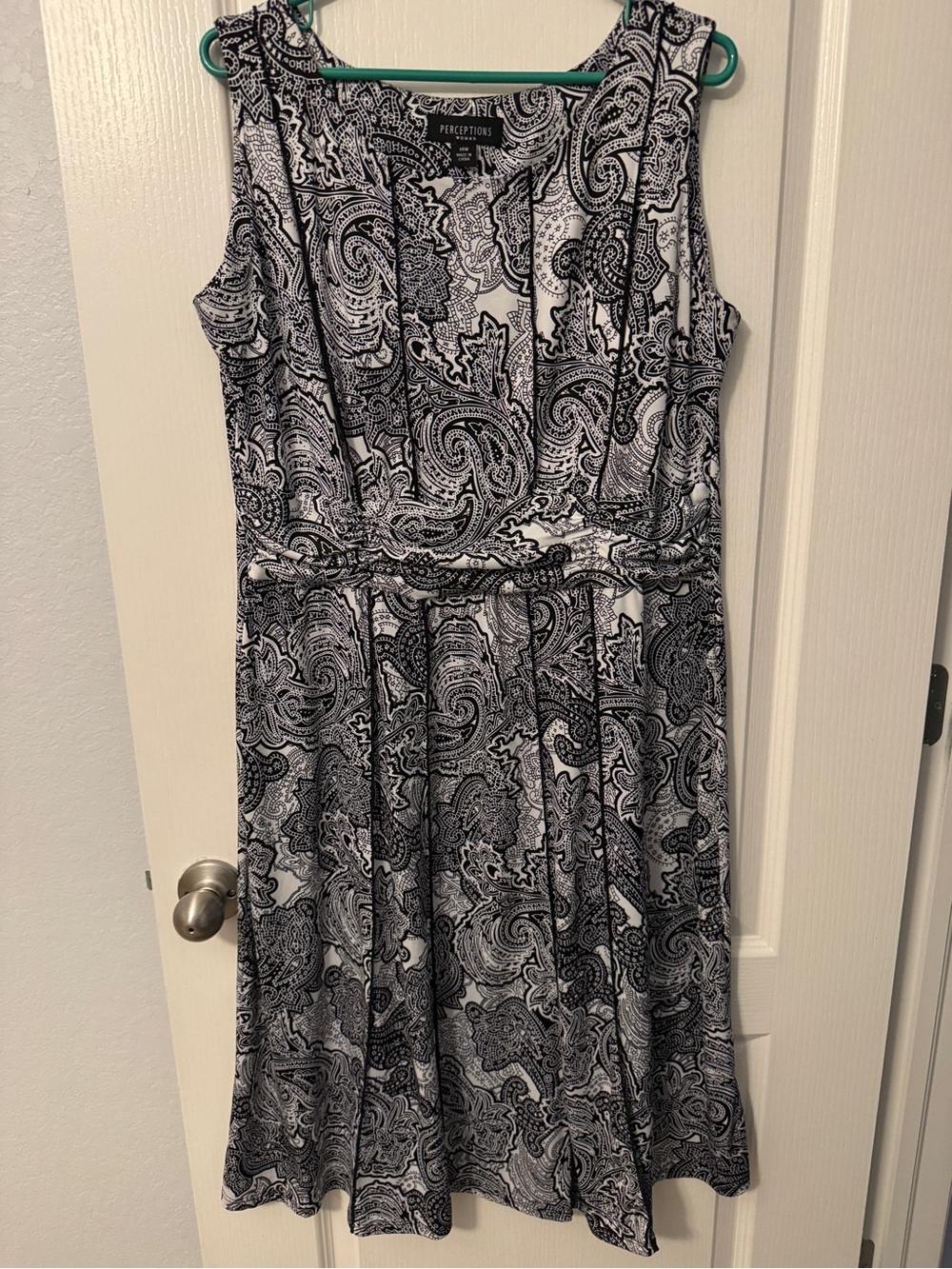 Perceptions Black and White Paisley Print Dress